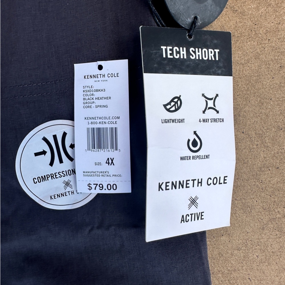 Kenneth Cole Active Dark Gray Athletic shorts compression liner NWT 4X - Picture 12 of 12
